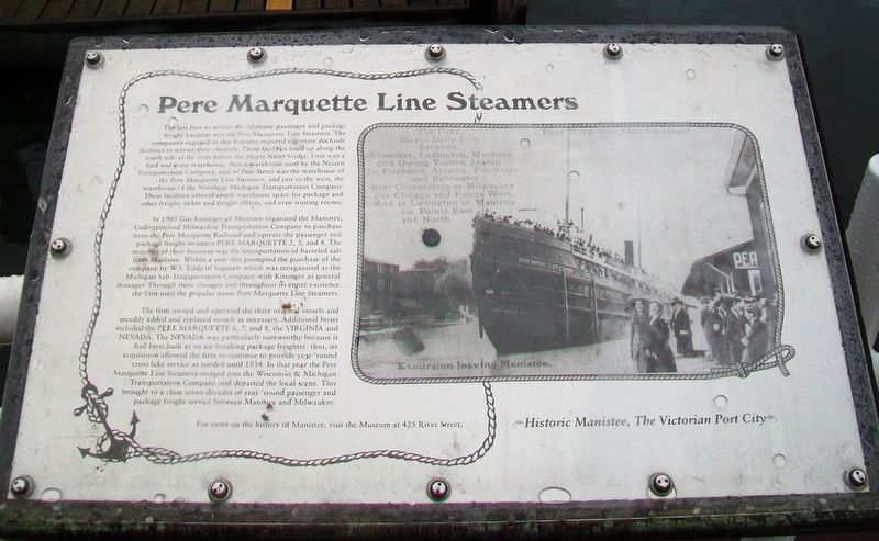 Pere Marquette Line Steamers Marker. Click for full size. Pere Marquette Line Steamers Marker image. Click for full size.