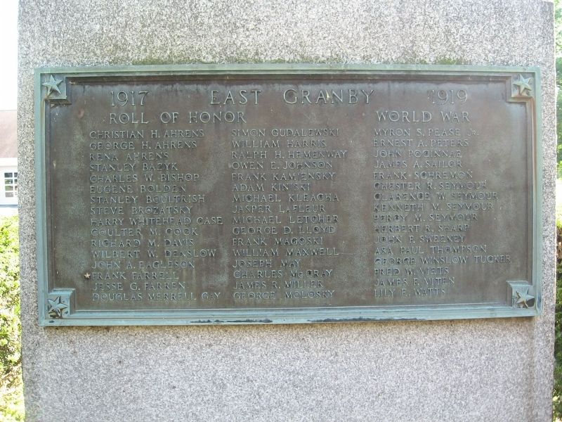 East Granby World War Roll of Honor image. Click for full size.