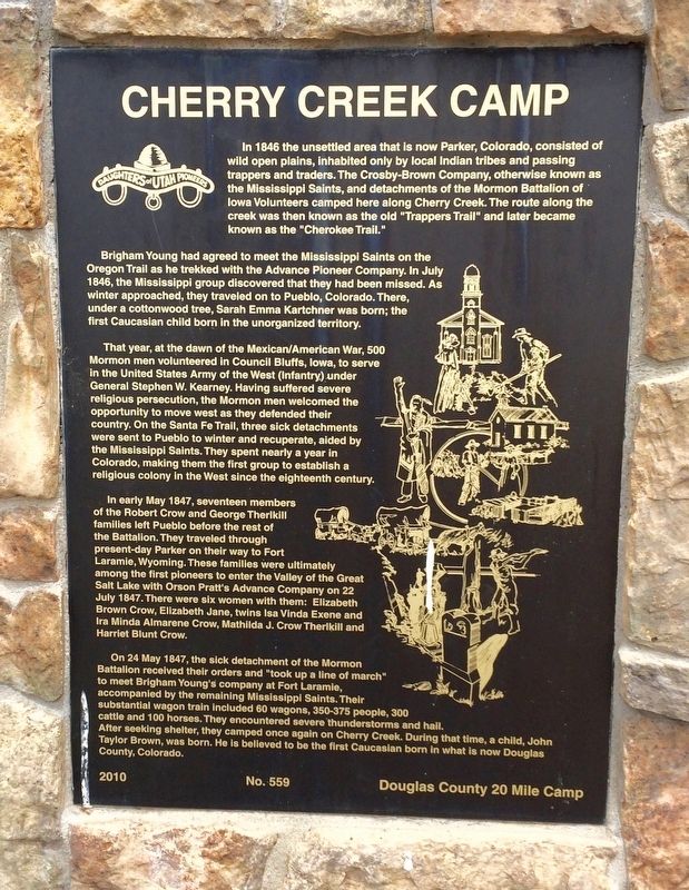 Cherry Creek Camp Marker. Click for full size. Cherry Creek Camp Marker image. Click for full size.