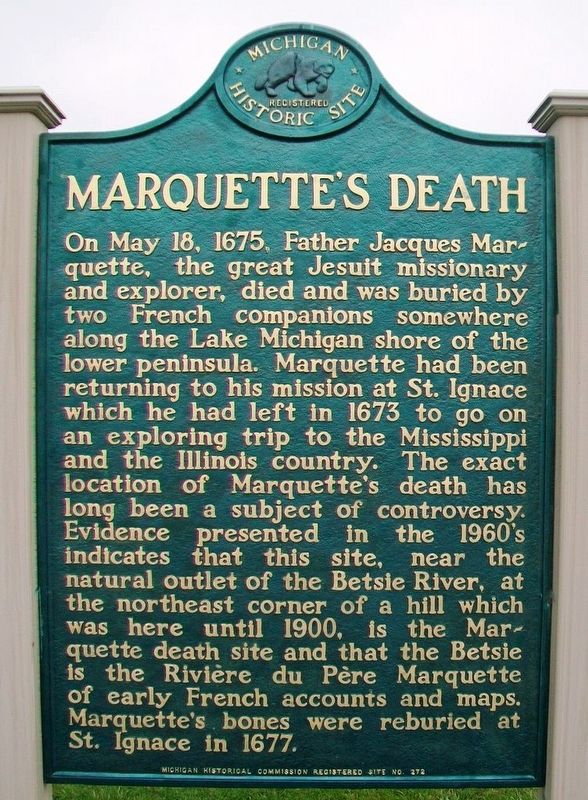 Marquette's Death Marker. Click for full size. Marquette's Death Marker image. Click for full size.