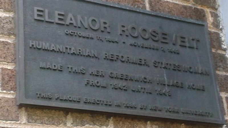 Eleanor Roosevelt Marker. Click for full size. Eleanor Roosevelt Marker image. Click for full size.