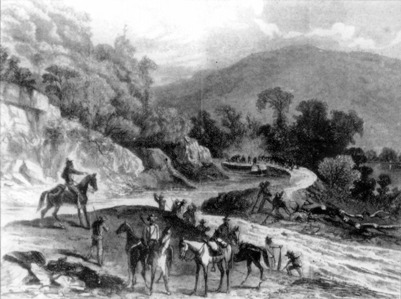 Cavalrymen cutting the C&O Canal banks to drain the water image. Click for full size.