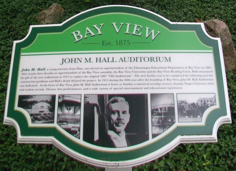 John M. Hall Auditorium Marker. Click for full size. John M. Hall Auditorium Marker image. Click for full size.