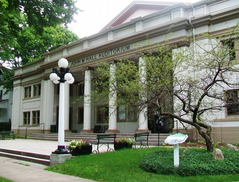 John M. Hall Auditorium and Marker. Click for full size. John M. Hall Auditorium and Marker image. Click for full size.