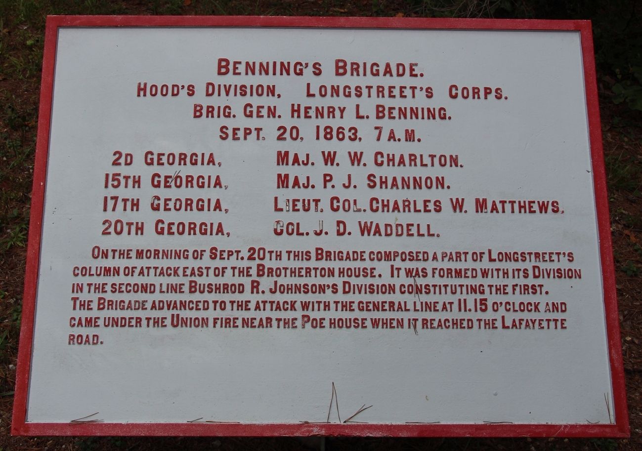 Benning's Brigade Marker image. Click for full size.