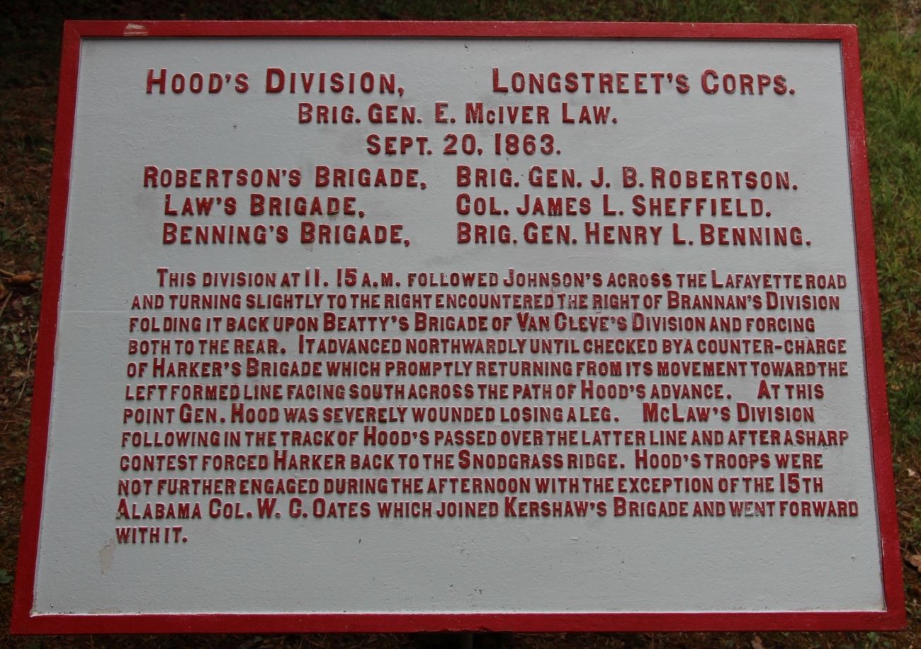 Hood's Division Marker image. Click for full size.