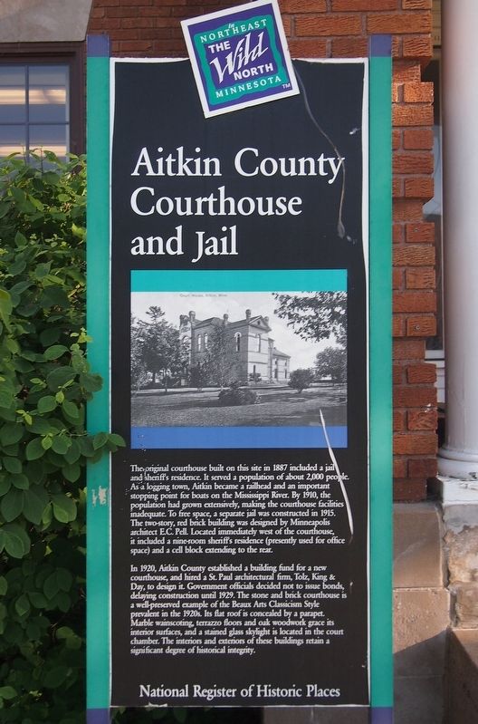 Aitkin County Courthouse and Jail Marker image. Click for full size.