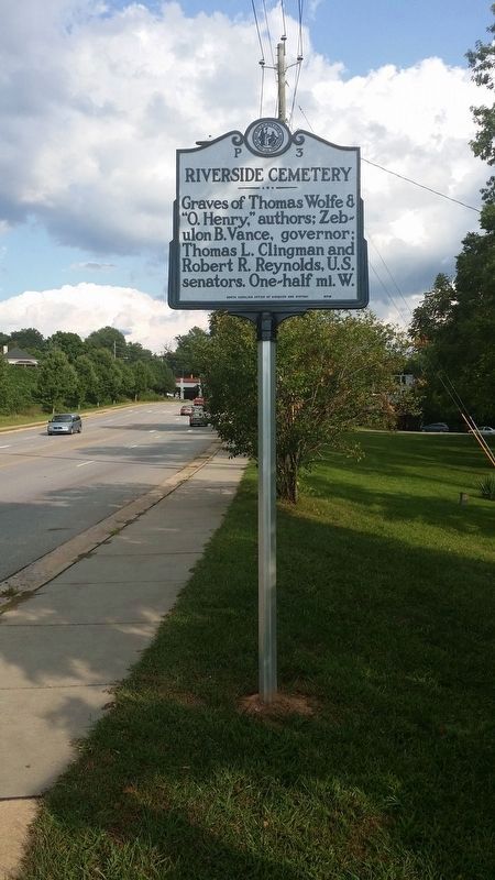 Riverside Cemetery Marker (facing south) image. Click for full size.