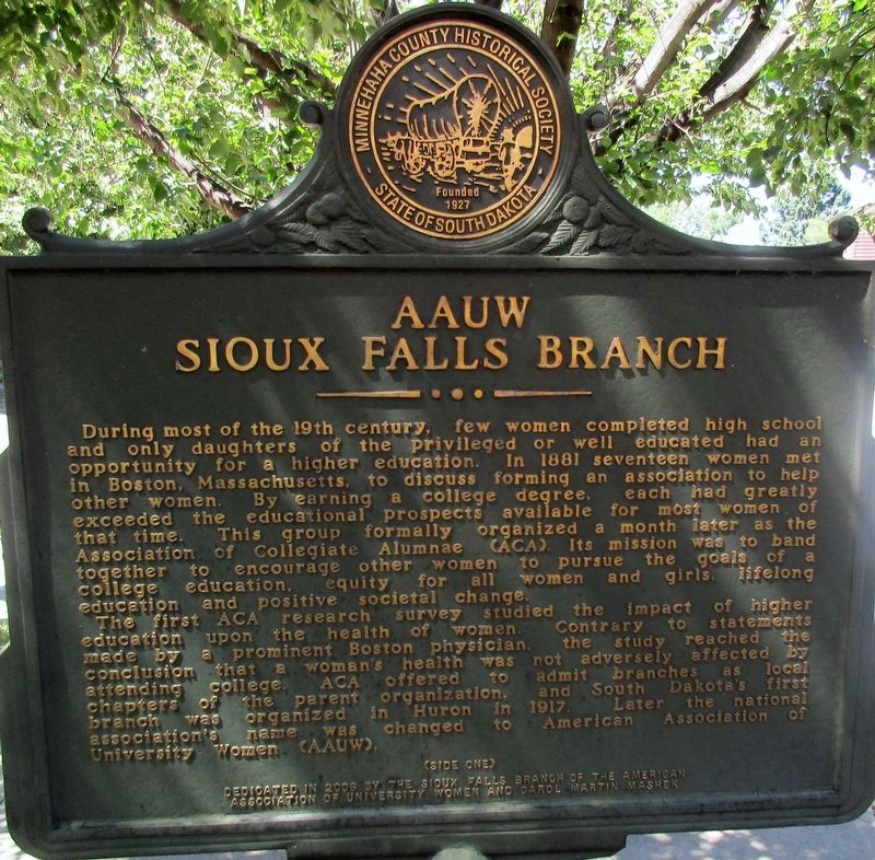 AAUW Sioux Falls Branch Marker image. Click for full size.