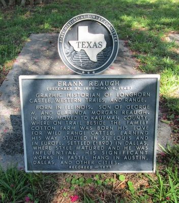 Frank Reaugh Marker. Click for full size. Frank Reaugh Marker image. Click for full size.