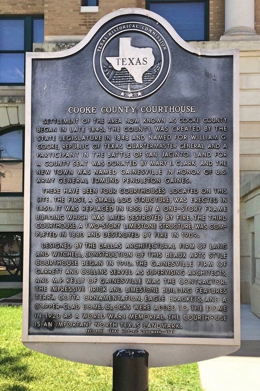 Cooke County Courthouse Marker image. Click for full size.