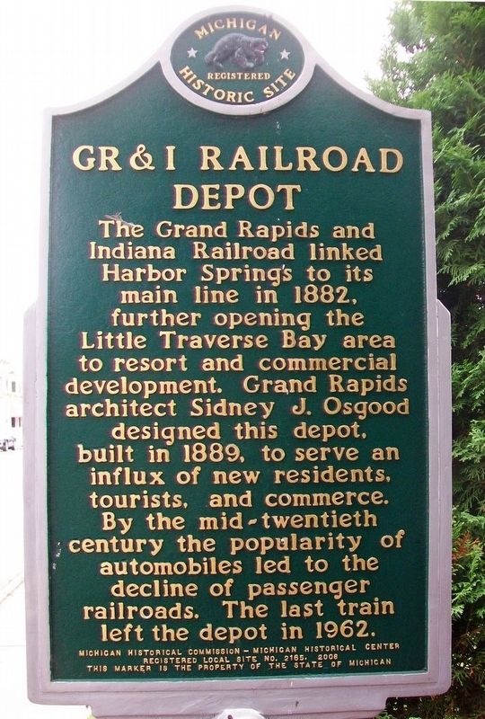 GR&I Railroad Depot Marker. Click for full size. GR&I Railroad Depot Marker image. Click for full size.