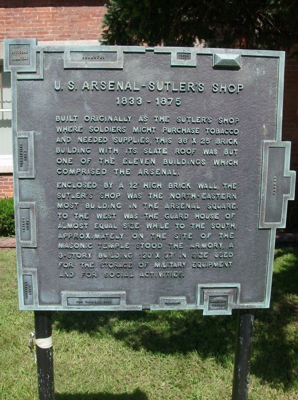 U.S. Arsenal-Sutler's Shop 1833-1875 Marker. Click for full size. U.S. Arsenal-Sutler's Shop 1833-1875 Marker image. Click for full size.