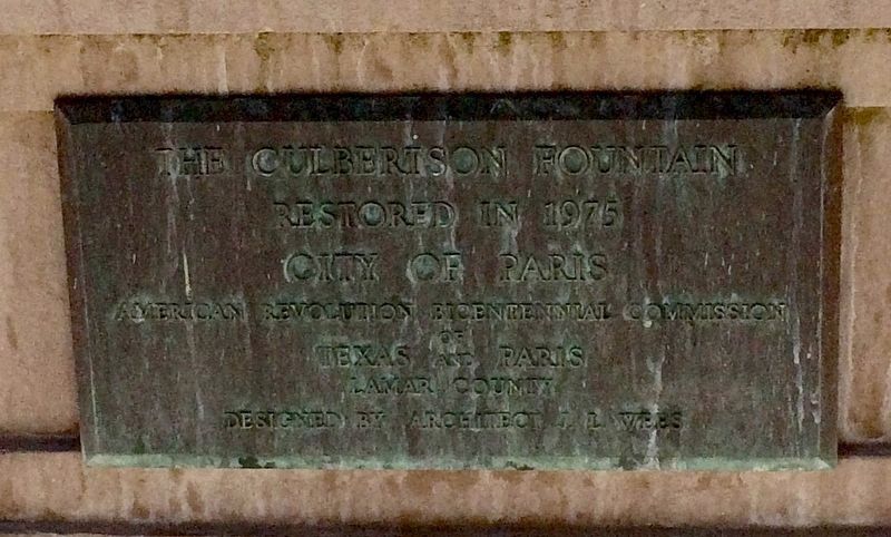 Culbertson Fountain plaque.. Click for full size. Culbertson Fountain plaque. image. Click for full size.