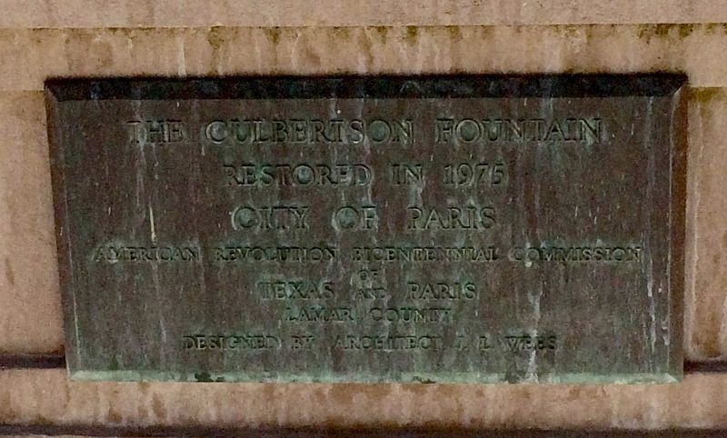Culbertson Fountain plaque. image. Click for full size.