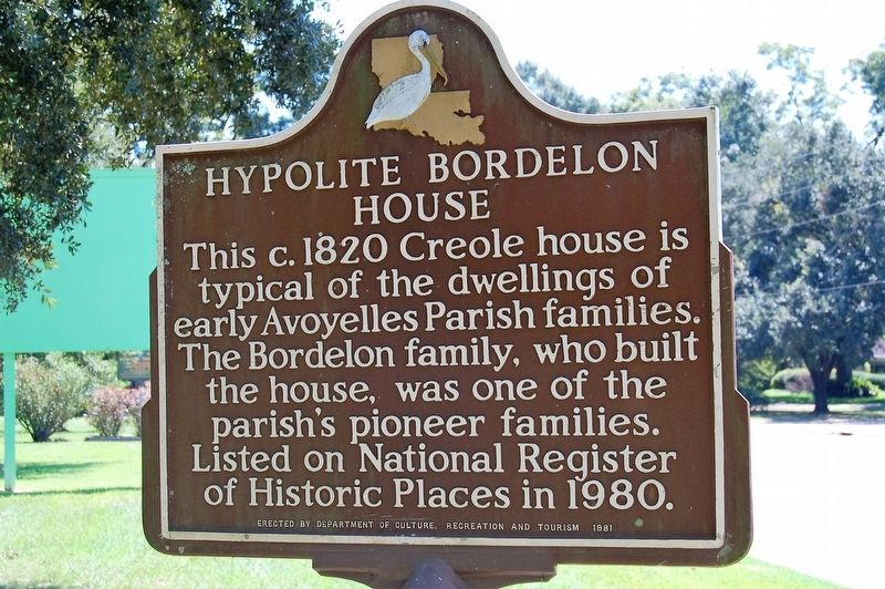 Hypolite Bordelon House Marker image. Click for full size.