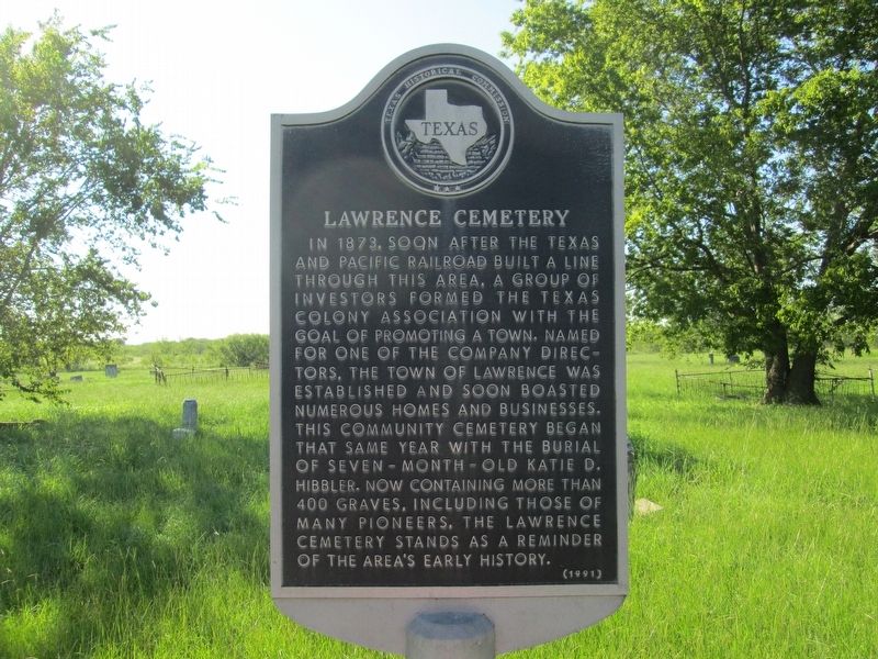 Lawrence Cemetery Marker. Click for full size. Lawrence Cemetery Marker image. Click for full size.
