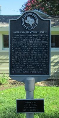 Oakland Memorial Park Marker image. Click for full size.
