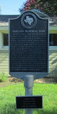 Oakland Memorial Park Marker. Click for full size. Oakland Memorial Park Marker image. Click for full size.