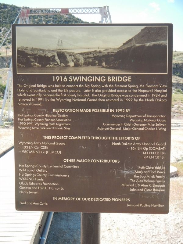1916 Swinging Bridge Marker image. Click for full size.