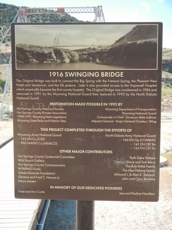 1916 Swinging Bridge Marker. Click for full size. 1916 Swinging Bridge Marker image. Click for full size.