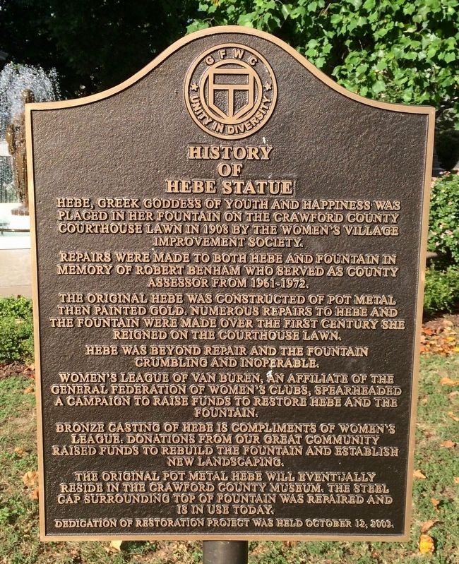 History of the Hebe Statue Marker image. Click for full size.