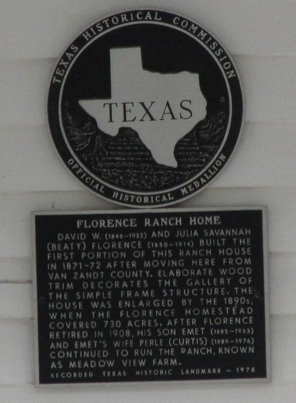Florence Ranch Home Texas Historical Marker image. Click for full size.