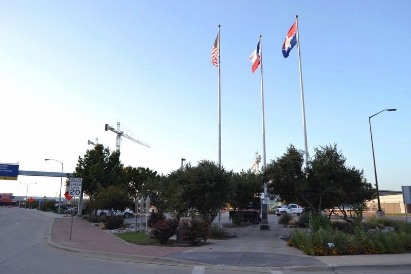 Memorial at Center of Danny L. Bruce Flag Plaza image. Click for full size.