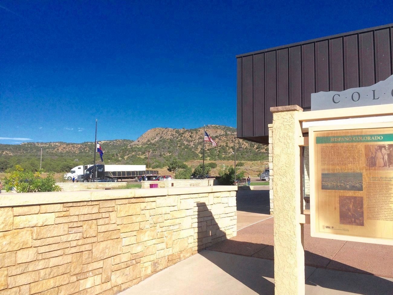 El Moro Marker at the Colorado rest area on southbound I-25, about 4 miles north of Trinidad.. Click for full size. El Moro Marker at the Colorado rest area on southbound I-25, about 4 miles north of Trinidad. image. Click for full size.