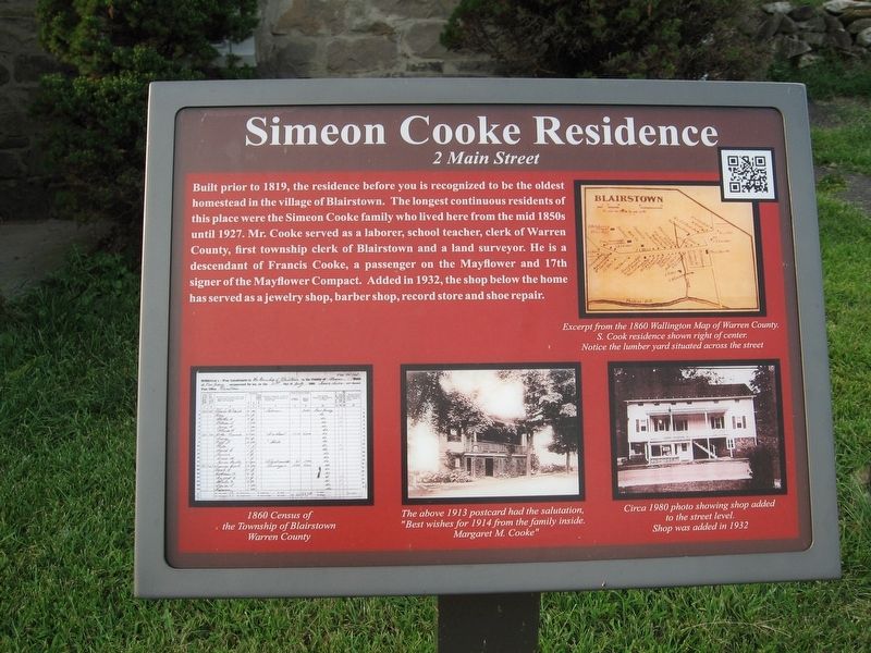 Simeon Cook Residence Marker image. Click for full size.