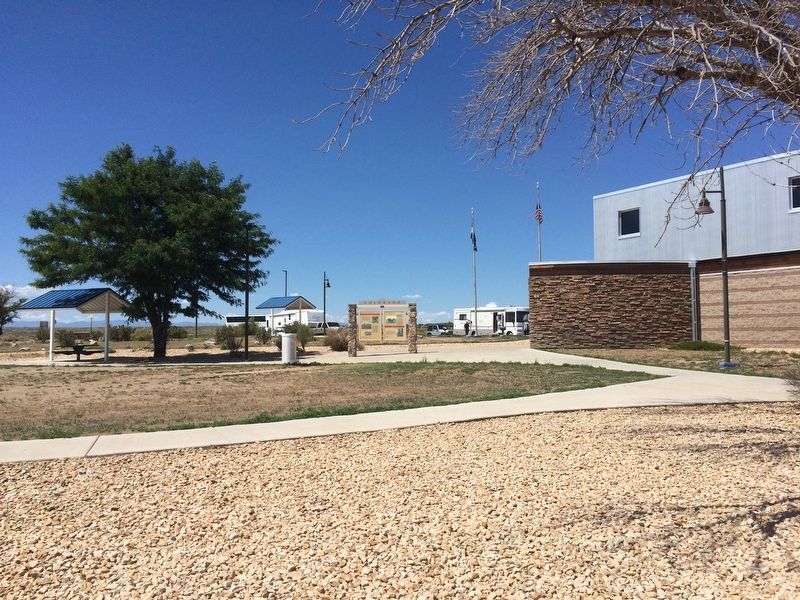 Marker can be seen in the background at the I-25 northbound rest area.. Click for full size. Marker can be seen in the background at the I-25 northbound rest area. image. Click for full size.