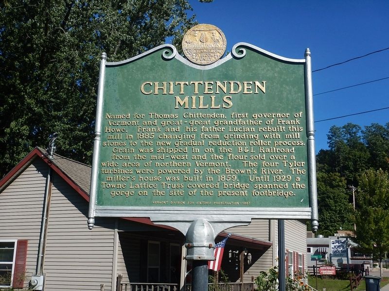 Chittenden Mills Marker. Click for full size. Chittenden Mills Marker image. Click for full size.