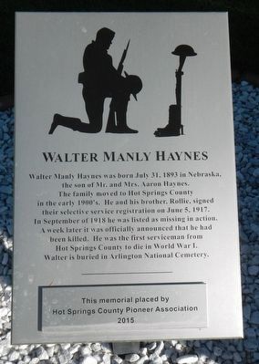 Walter Manly Haynes Marker. Click for full size. Walter Manly Haynes Marker image. Click for full size.