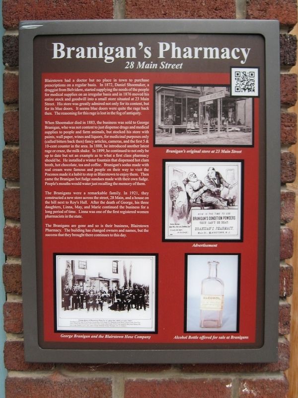 Branigan’s Pharmacy Marker. Click for full size. Branigan’s Pharmacy Marker image. Click for full size.