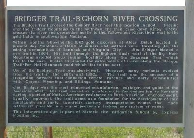 Bridger Trail - Bighorn River Crossing Marker image. Click for full size.