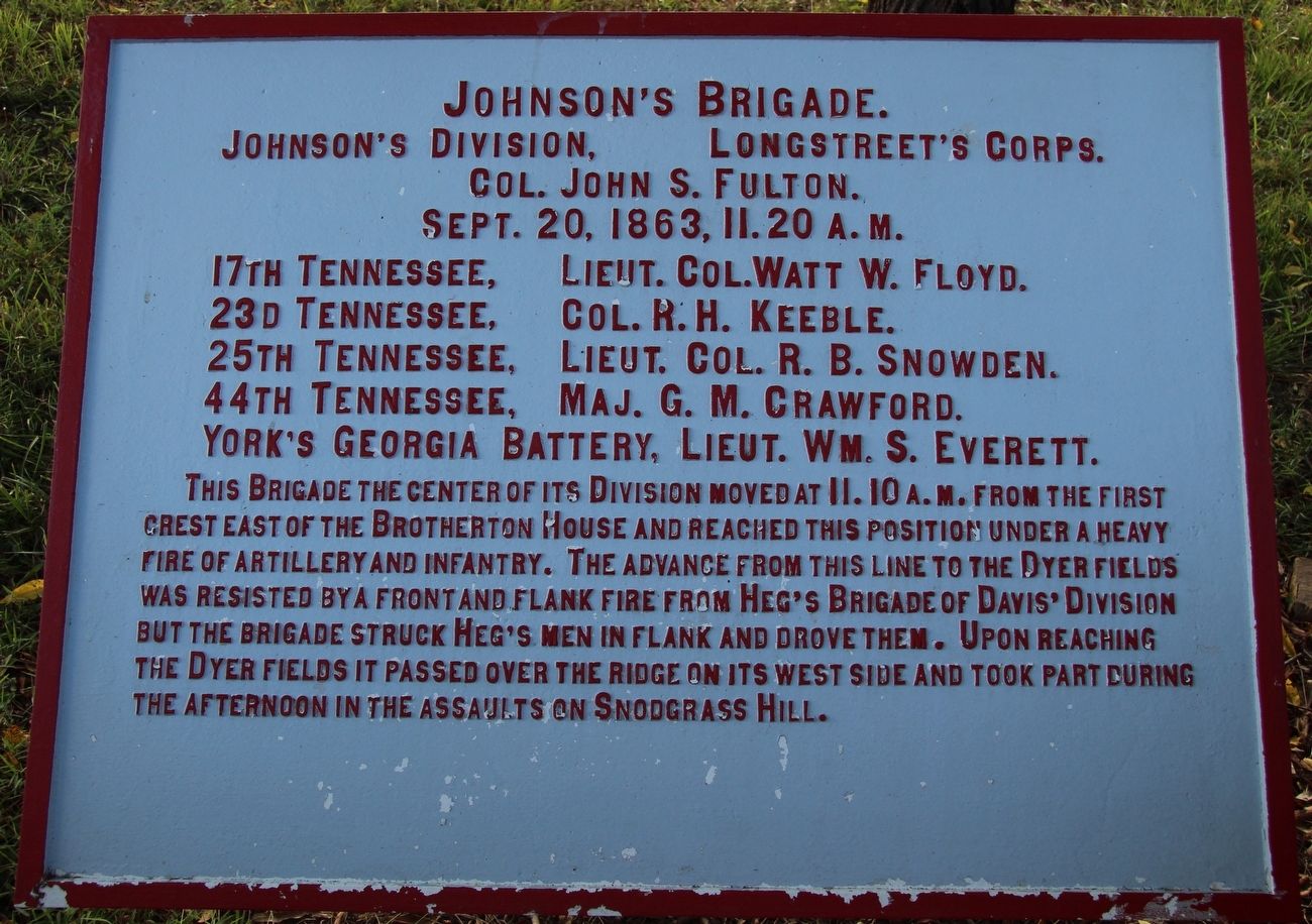 Johnson's Brigade Marker image. Click for full size.