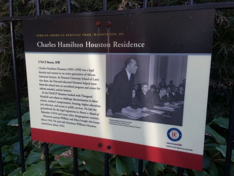 Charles Hamilton Houston Residence Marker. Click for full size. Charles Hamilton Houston Residence Marker image. Click for full size.