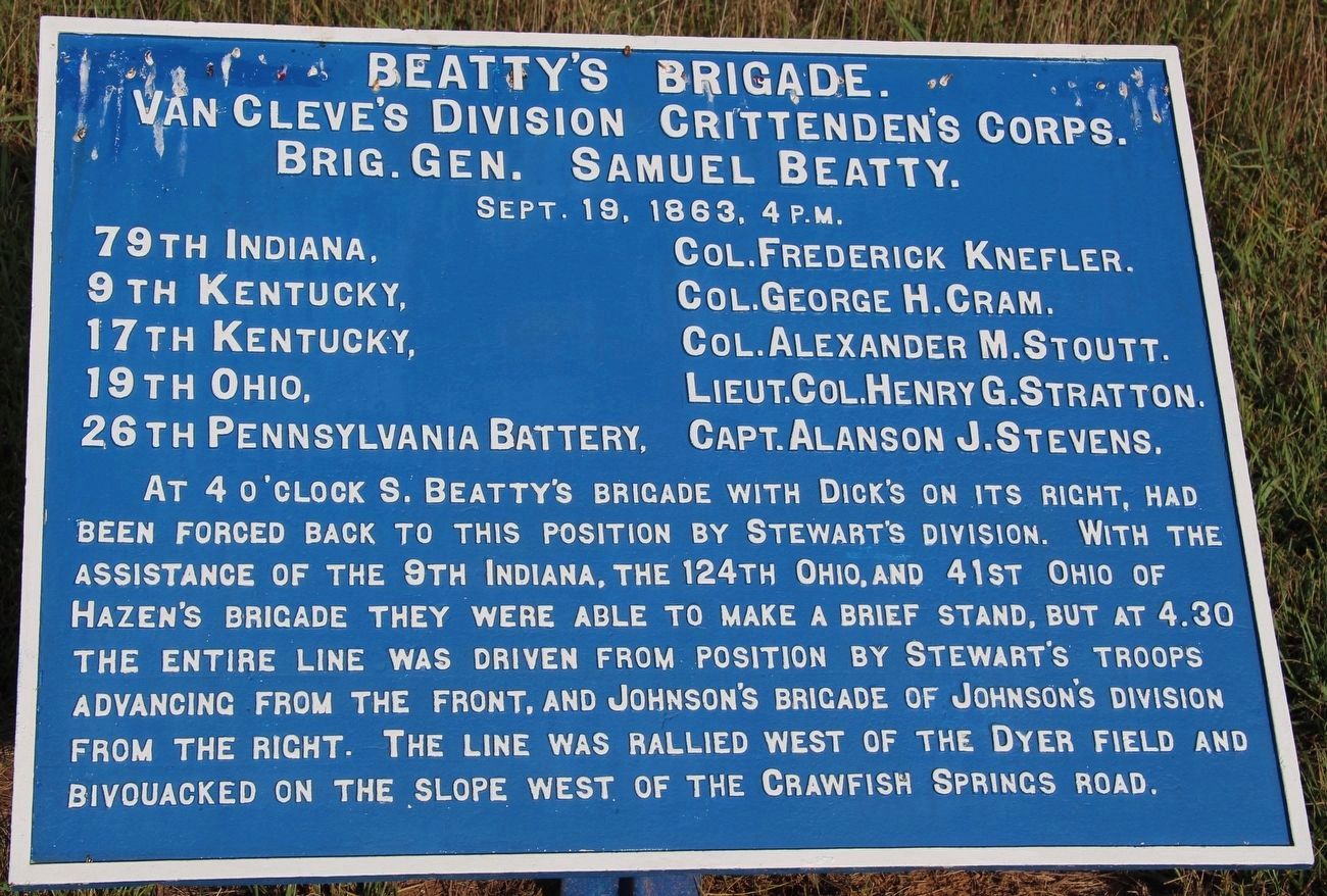 S. Beatty's Brigade Marker. Click for full size. S. Beatty's Brigade Marker image. Click for full size.