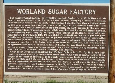 Worland Sugar Factory Marker image. Click for full size.