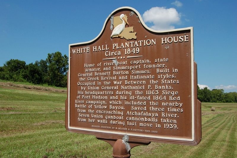White Hall Plantation House Marker image. Click for full size.