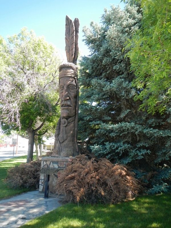 Indian Brave #36 and Trail of the Whispering Giants Marker. Click for full size. Indian Brave #36 and Trail of the Whispering Giants Marker image. Click for full size.