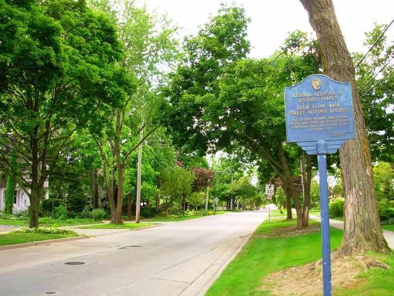 Glen Ellyn Main Street Historic District Marker. Click for full size. Glen Ellyn Main Street Historic District Marker image. Click for full size.