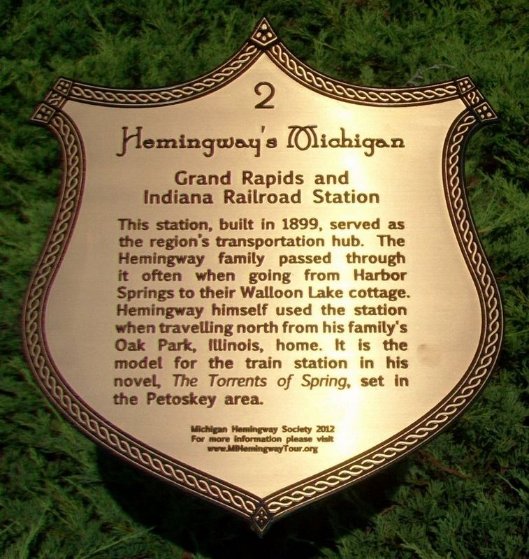 Grand Rapids and Indiana Railroad Station Marker. Click for full size. Grand Rapids and Indiana Railroad Station Marker image. Click for full size.