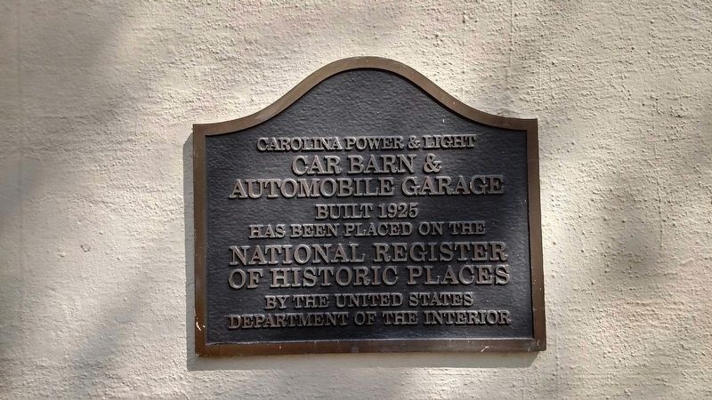 Carolina Power & Light Car Barn & Automobile Garage Marker image. Click for full size.