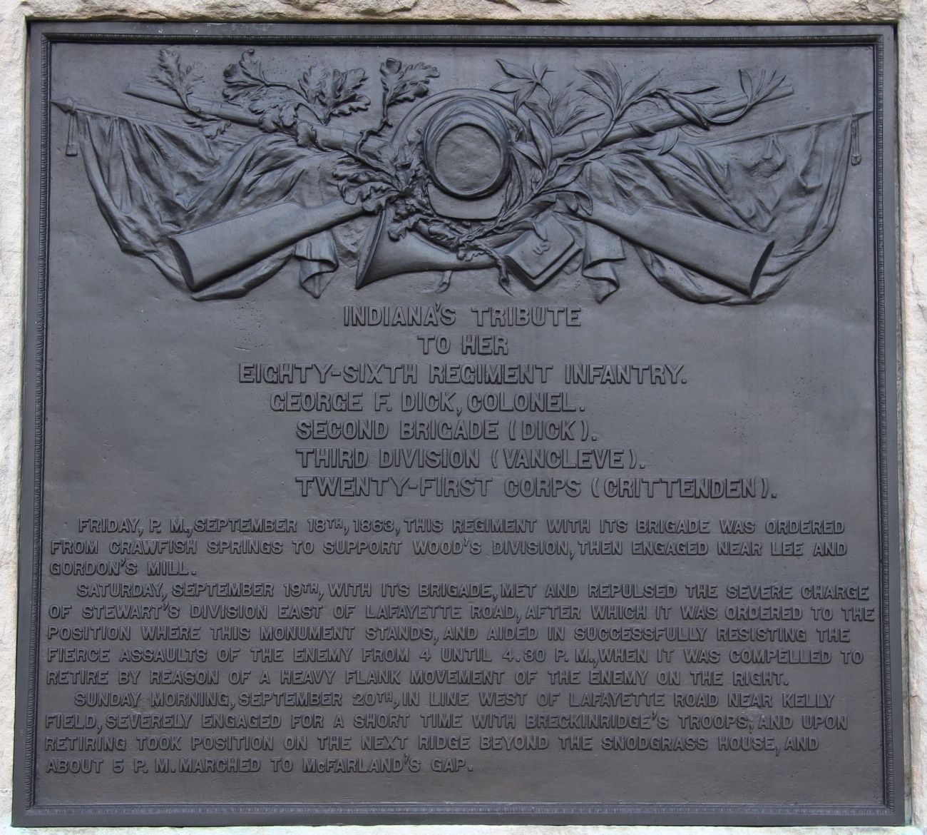 86th Indiana Infantry Marker. Click for full size. 86th Indiana Infantry Marker image. Click for full size.