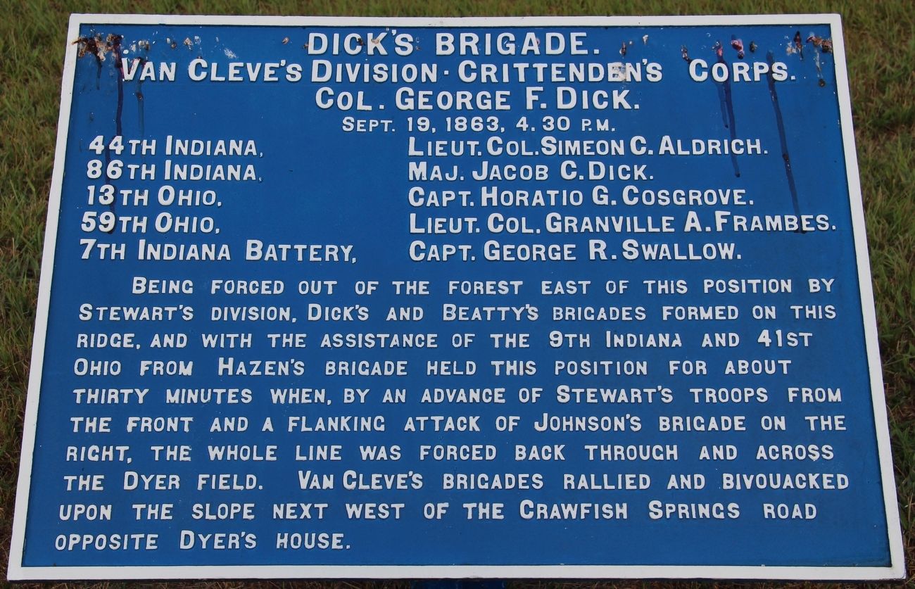 Dick's Brigade Marker. Click for full size. Dick's Brigade Marker image. Click for full size.