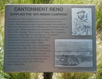 Cantonment Reno Supplied the 1876 Indian Campaign. Marker image. Click for full size.