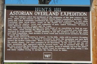 Hunt's 1811 Astorian Overland Expedition Marker image. Click for full size.