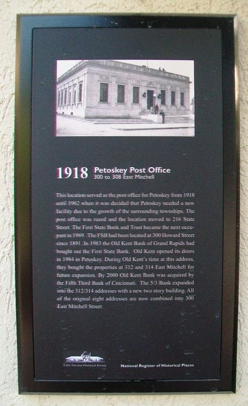 Petoskey Post Office Marker. Click for full size. Petoskey Post Office Marker image. Click for full size.