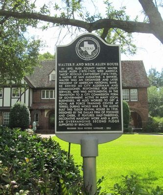 Walter P. and Meck Allen House Marker image. Click for full size.